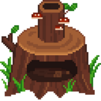 An 8-bit retro-styled pixel-art illustration of wooden furnace. png