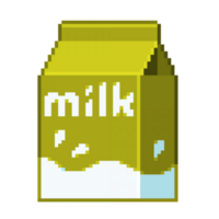 An 8-bit retro-styled pixel-art illustration of yellow milk. png