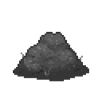 An 8-bit retro-styled pixel-art illustration of a dirty pile of gray ash. png