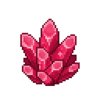 An 8-bit retro-styled pixel-art illustration of a red cartoon glowing crystal icon. png