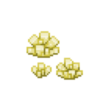 An 8-bit retro-styled pixel-art illustration of yellow salt crystals. png