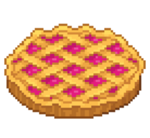 An 8-bit retro-styled pixel-art illustration of a cherry pie. png