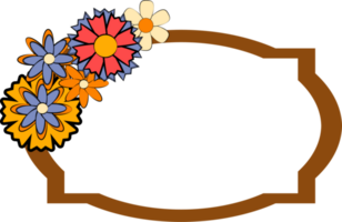 kader met bloemen groovy stijl voor decoratie. png