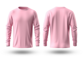 longue manche rose T-shirt maquette isolé sur transparent arrière-plan, génératif ai png