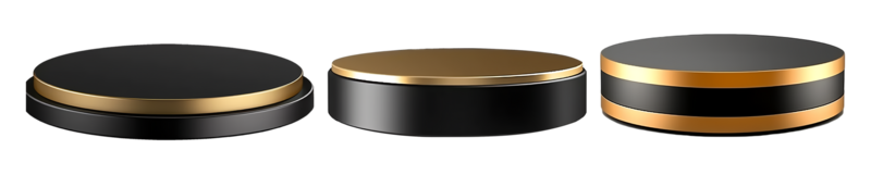 conjunto de negro y oro podio elementos, aislado en transparente fondo, generativo ai png