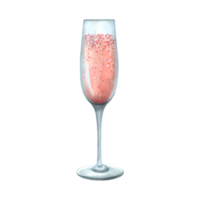 Glass with pink champagne. Watercolor illustration, hand drawn. Isolated object png