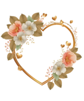 Floral Ornamental Frame Design with Heart Shape, Decorative Frame png