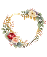floral ornamental marco diseño con corazón forma, decorativo marco png
