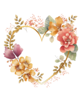 Floral Ornamental Frame Design with Heart Shape, Decorative Frame png