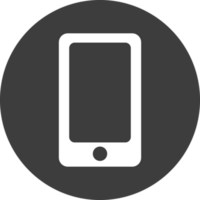 Mobile phone icon in black circle. png