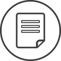 Document icon in thin line black circle frames. png