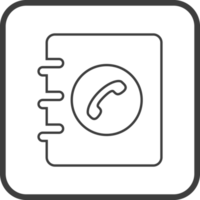 Telephone directory icon in thin line black square frames. png