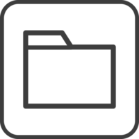 Folder icon in thin line black square frames. png