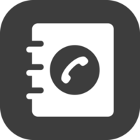 Telephone directory icon in black square. png