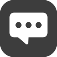 Chat message icon in black square. png