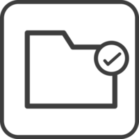 Folder icon in thin line black square frames. png