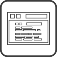 Web page icon in thin line black square frames. png