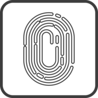 Fingerprint scanner icon in thin line black square frames. png