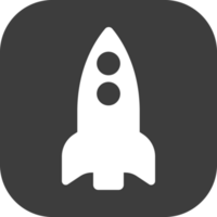 Rocket icon in black square. png