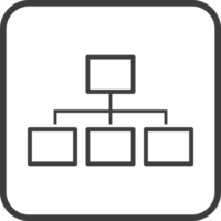 Organization chart icon in thin line black square frames. png