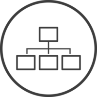 Organization chart icon in thin line black circle frames. png