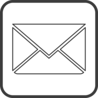 Email icon in thin line black square frames. png