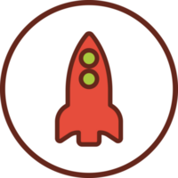 Rocket flat icon in circle. png