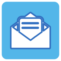 Email eben Symbol im Blau Quadrat. png