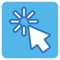 Cursor mouse flat icon in blue square. png