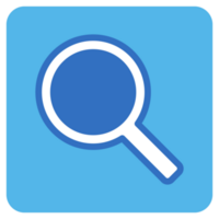 Search flat icon in blue square. png