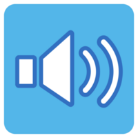 Speaker flat icon in blue square. png