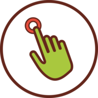 Hand pointing flat icon in circle. png