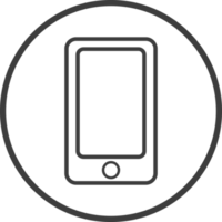 Phone icon in thin line black circle frames. png