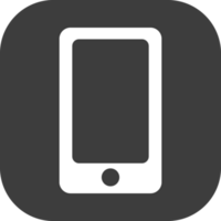 Mobile phone icon in black square. png