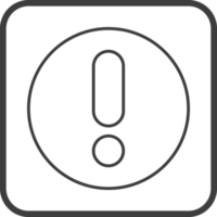 Warn icon in thin line black square frames. png