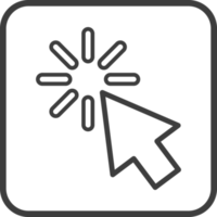 Cursor mouse icon in thin line black square frames. png