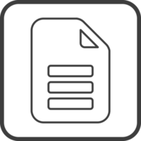 Document icon in thin line black square frames. png