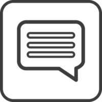 Message icon in thin line black square frames. png