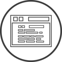 Web page icon in thin line black circle frames. png