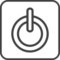 Power button icon in thin line black square frames. png