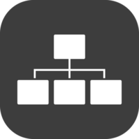 Organization chart icon in black square. png