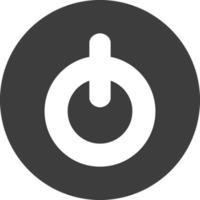 Power button icon in black circle. png
