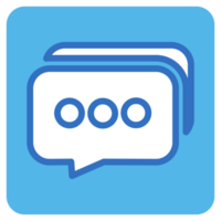 Chat message flat icon in blue square. png