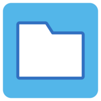 Folder flat icon in blue square. png