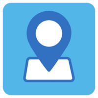 Check in flat icon in blue square. png