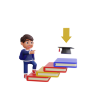 3d cute character going to higher education Back to school concept png