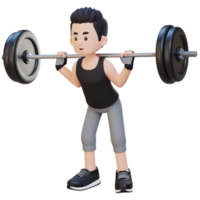 3D Sportsman Character Building Lower Body Strength with Barbell Squat Workout png