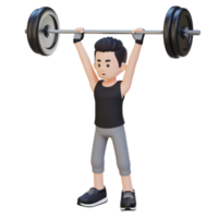 3D Sportsman Character Building Shoulder Strength with Overhead Press Workout png