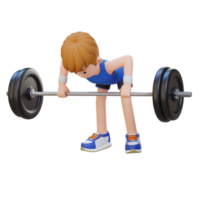 3D Sportsman Character Sculpting Back Muscles with Bent Over Row Workout png