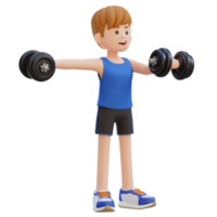 3D Sportsman Character Performing Heavy Dumbbell Raises png